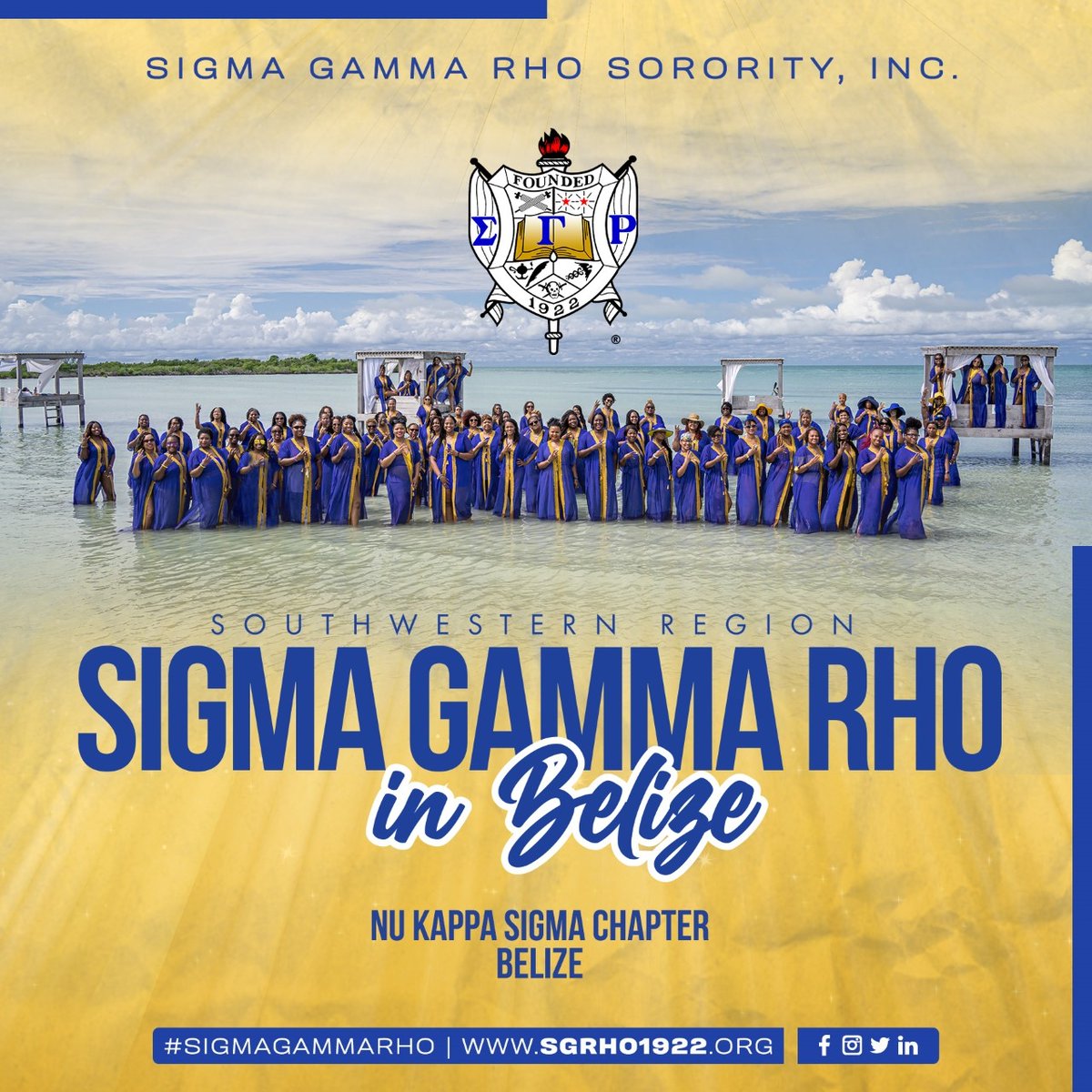 SGRho's tweet image. We&apos;re proud to announce the chartering of the Nu Kappa Sigma Alumnae Chapter in Belize.

In addition, the Southwestern Region in partnership with the Centennial Planning Team presented a $10,000 BZD donation to support the city of San Pedro&apos;s.

#SigmaGammaRho #SGRho #Greater