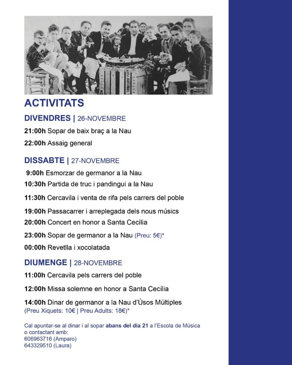 larotovense's tweet photo. Aquest any celebrem 70 anys de història! Vine a participar de la festa que hem organitzat per al cap de setmana del 26, 27 i 28 de novembre.

@FSMCV
#70anysfentbanda https://t.co/K36tNJ6lc5