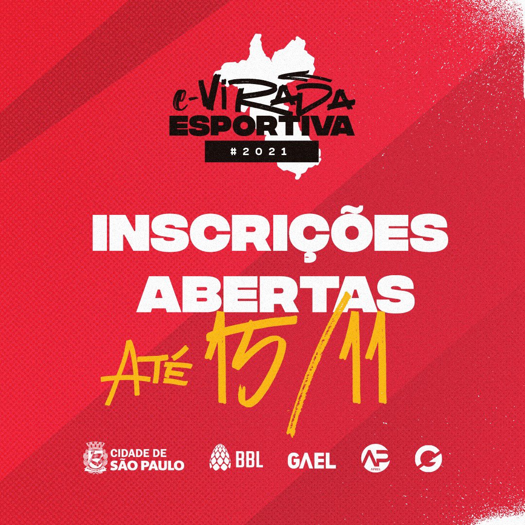 Eita meus amores, as inscrições pra #eVirada2021 é até amanhã. Sua última chance de ter essa experiência pro-player, e quem sabe disputar a grande final presencialmente nos estúdios da <a href="/BBLEsports/">BBL (em 🏡)</a>, com tudo pago. Não vacila e se inscreve 👉🏼  bit.ly/eViradaIngredy 🔥 <a href="/prefsp/">Prefeitura de São Paulo</a>