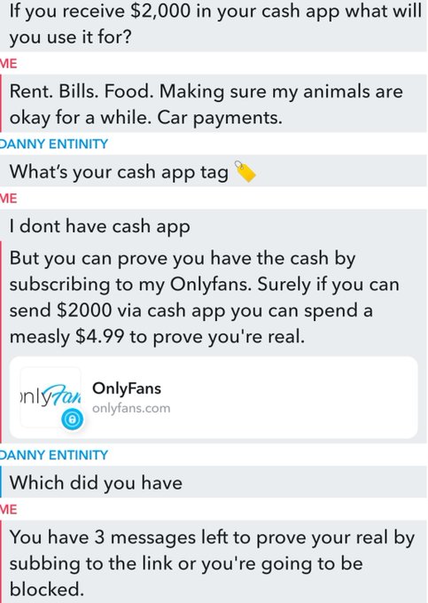 1 pic. Oh sweetie you must think I was born yesterday ? 

#snap #snapscam #scammer #scammers #onlyfansireland