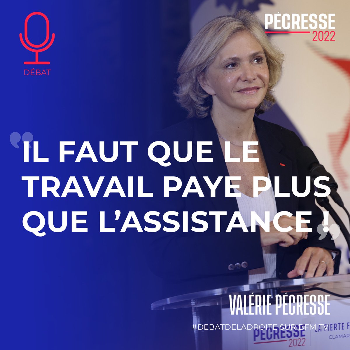 avecValerie's tweet photo. 📺"Il faut que le travail paye plus que l'assistance"💬 @vpecresse 

📲 Les propositions de Valérie Pécresse pour revaloriser le travail ➡️https://t.co/fAiokaHESE #DebatDeLaDroite ⤵️ https://t.co/0MfH8R4uDy
