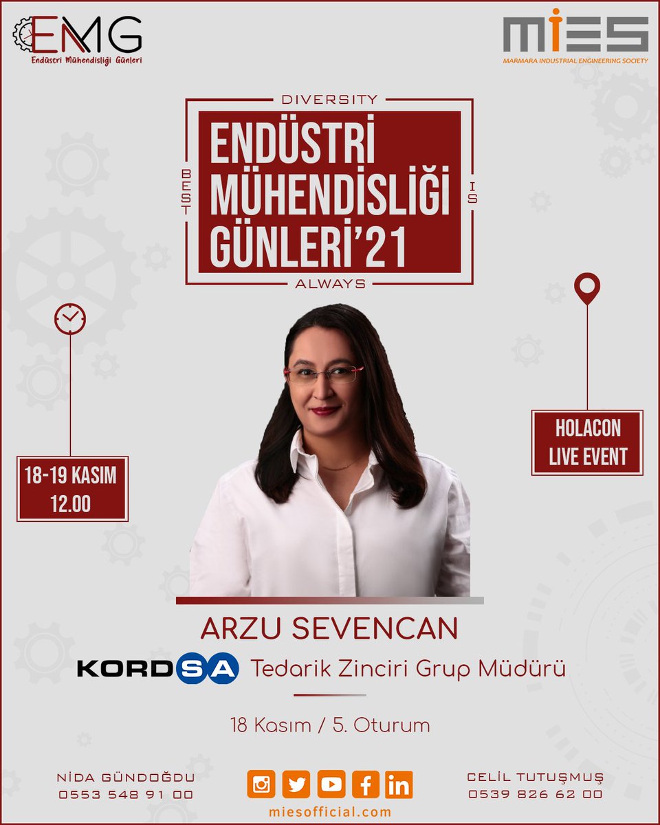 emgmies's tweet photo. Bu yıl EMG’21 de 18 Kasım’da, Kordsa Tedarik Zinciri Grup Müdürü Arzu Sevencan’ı ağırlıyoruz! 

Son Kayıt Tarihi: 17 Kasım 🚨 

Hemen Ücretsiz Kaydol! Link Bio’da! 👆 

📆 18-19 Kasım 2021 
⏱ 12.00 
📍 Holacon Live Event https://t.co/xOrjapUxdU