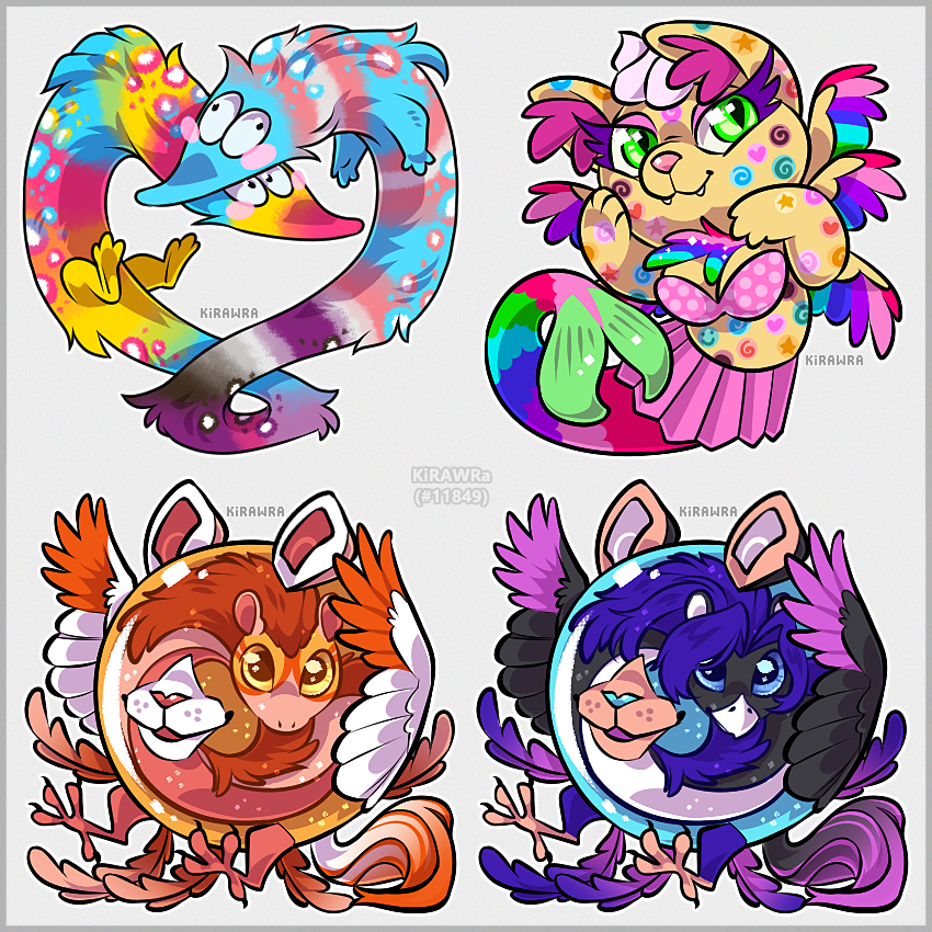KiRAWRart's tweet photo. I get some pretty weird breeding combos in my queue sometimes, I just try my best ๐
Platinum offspring made for @Aywas
๐
#art #drawing #digitalart #artist #kirawra #virtualpet #aywas #rainbow #silly #chibi https://t.co/bXNIw6MmYb