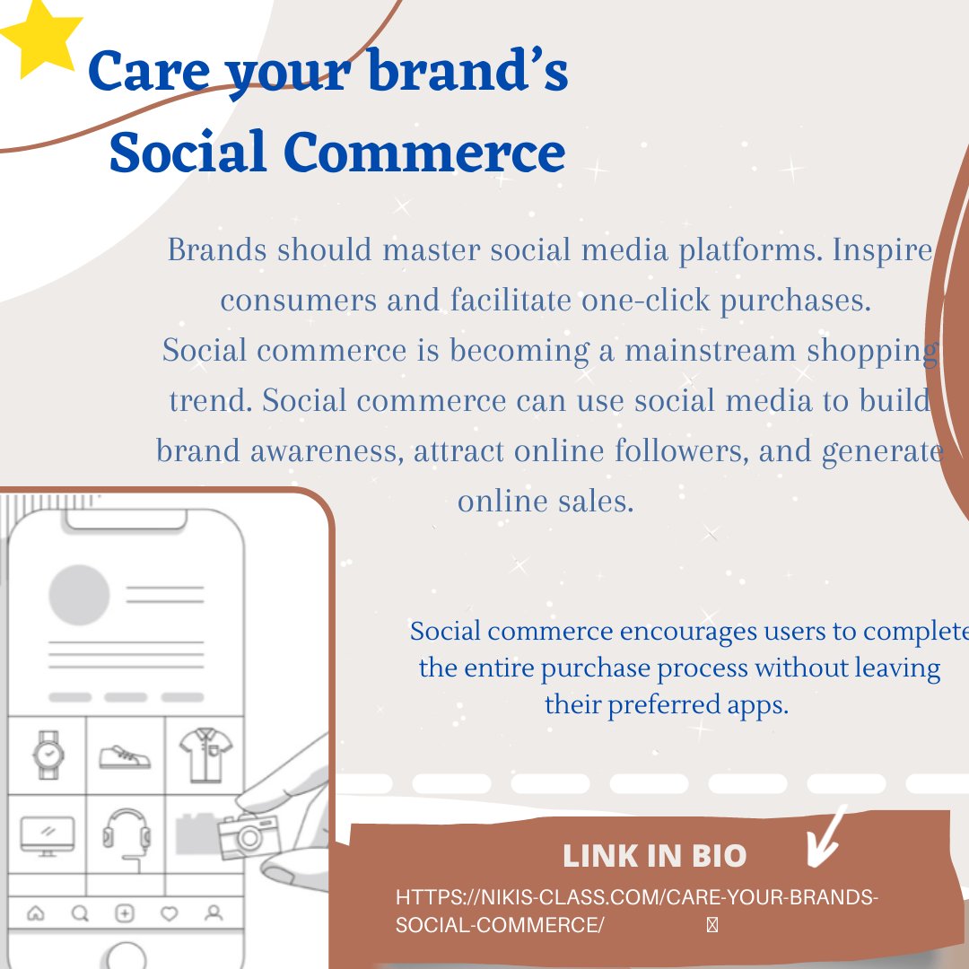 NikisClass's tweet image. Brands should inspire consumers and facilitate one-click purchases. 

Social commerce is becoming a mainstream shopping trend. Social commerce can use social media to build brand awareness, attract online followers, and generate online sales. ➡️