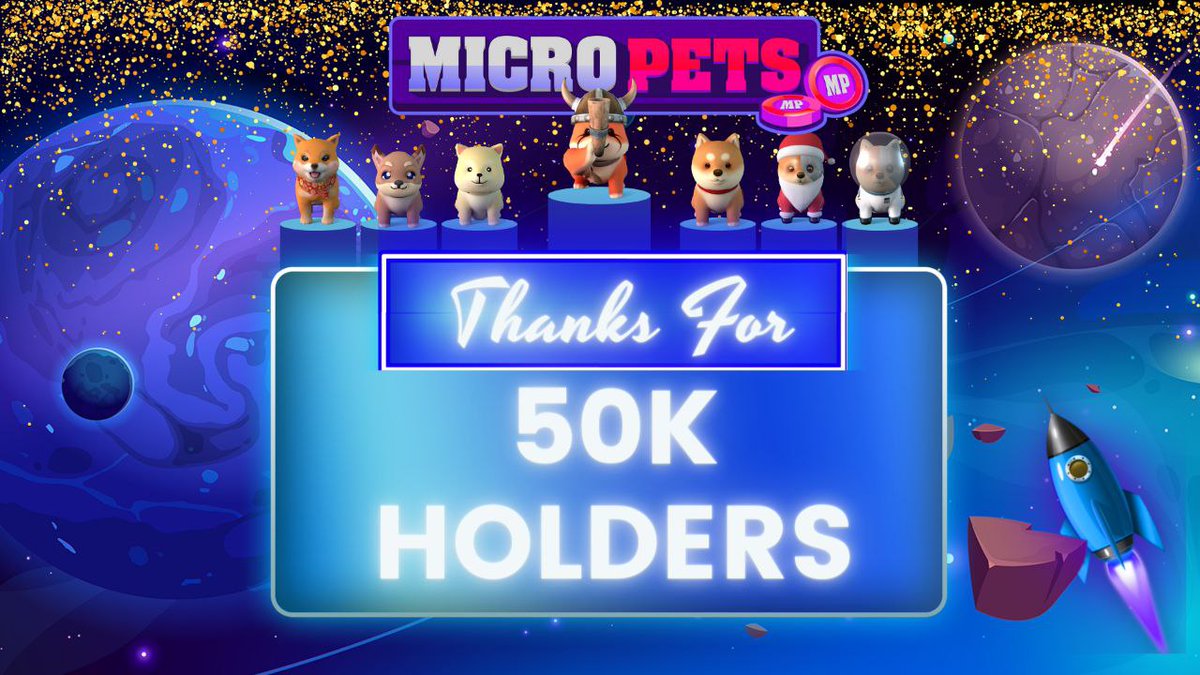 MicroPets_io's tweet photo. We just reached 50,000 $PETS holders in less than a month, what a journey it has been! We've built such a strong community and couldn't thank you all enough for the support. To say thanks, one random comment will get 1 #BNB ❤️

#MicroPets #BSC #Gamefi #Playtoearn #NFT #MetaVerse https://t.co/x3wCtq5L8h