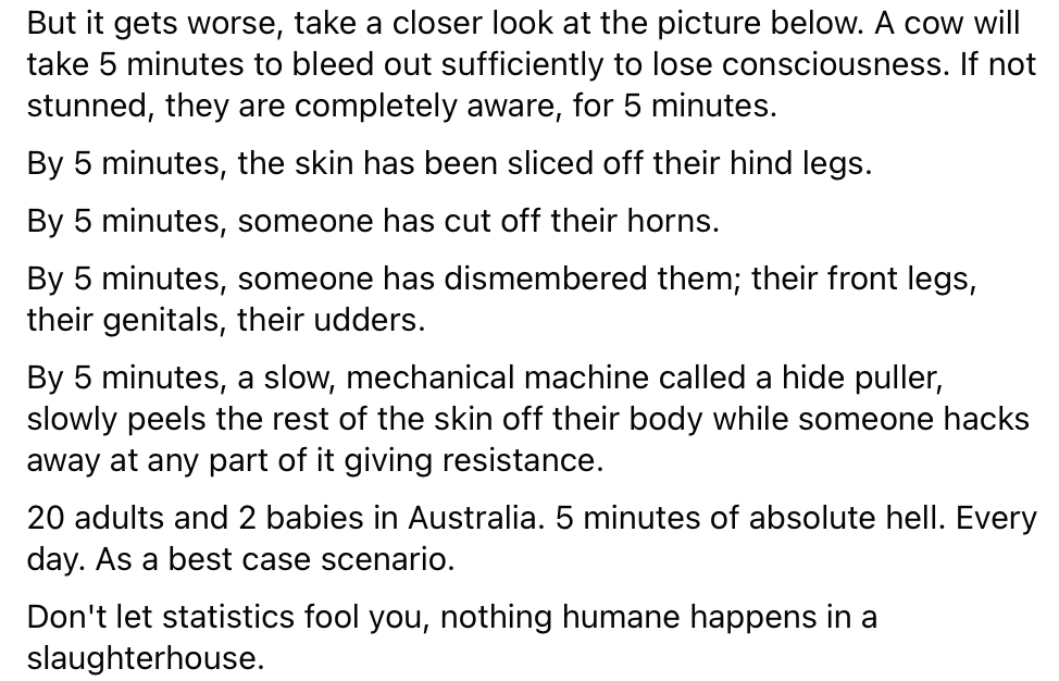 VeganRoo's tweet photo. Make informed choices.  No matter how it's done, it's all inhumane, it's all an abuse of power, it's all unnecessary.

Text from The Animal Project.

#govegan #vegan #animalrights #welfare #plantbased #australia #humane #humanemyth https://t.co/dGtH72KAaN