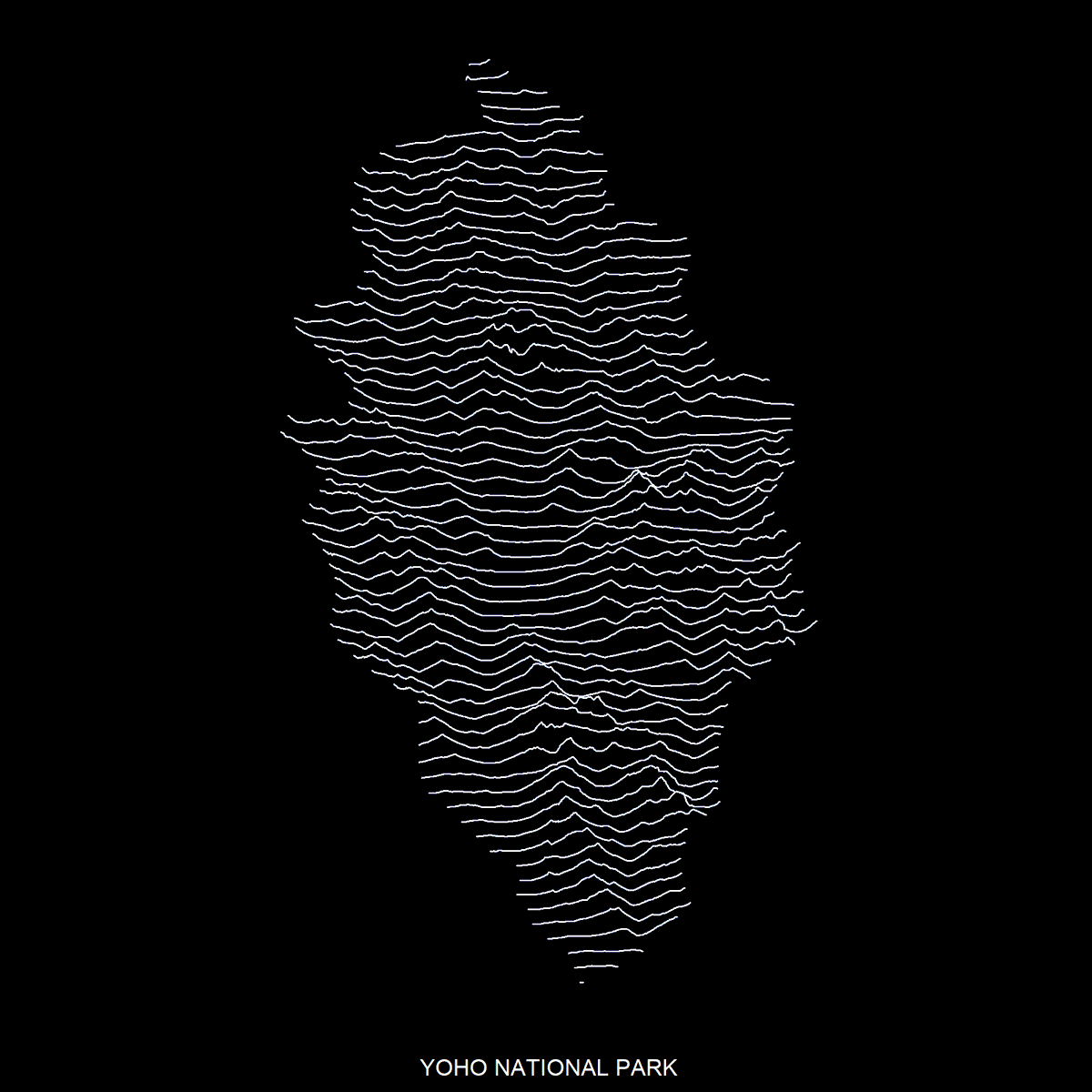 Day 14: Map with a new tool. Joylines / Joy Map of Yoho National Park using R. #30DayMapChallenge