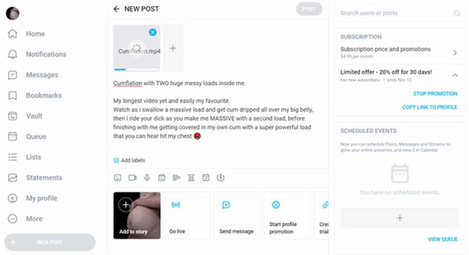 Currently uploading a new 11 minute cumflation video on OnlyFans, there's still time to get the 20% off