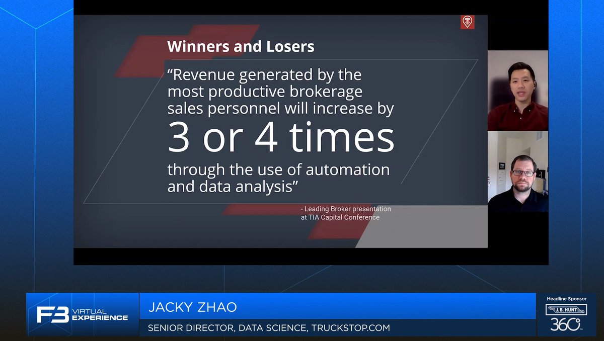 iamjackyzhao's tweet photo. Had a blast demo'ing our new Rate Insights tool at @FreightWaves F3. Thanks for having us! 

#SupplyChain #FreightTech #MachineLearning #DataScience  #AI #Transportation #Trucking https://t.co/i7JYrDWqV2