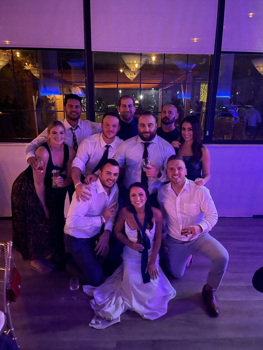 TeamMeatLocker's tweet photo. Had fun celebrating the wedding of All-Pro 2B @BridgetGormley last night! 

Just another win for #TeamMeatLocker https://t.co/huH5pls0IZ