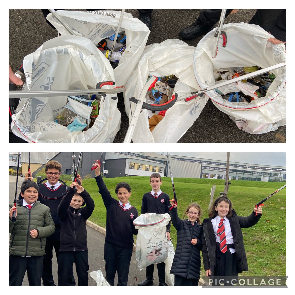 Last week the Eco Club carried out a litter pick of the school site. Thanks to <a href="/WildNatureDinas/">Wild About Nature Dinas Powys</a> for letting us borrow your equipment. 🌏🌳💚