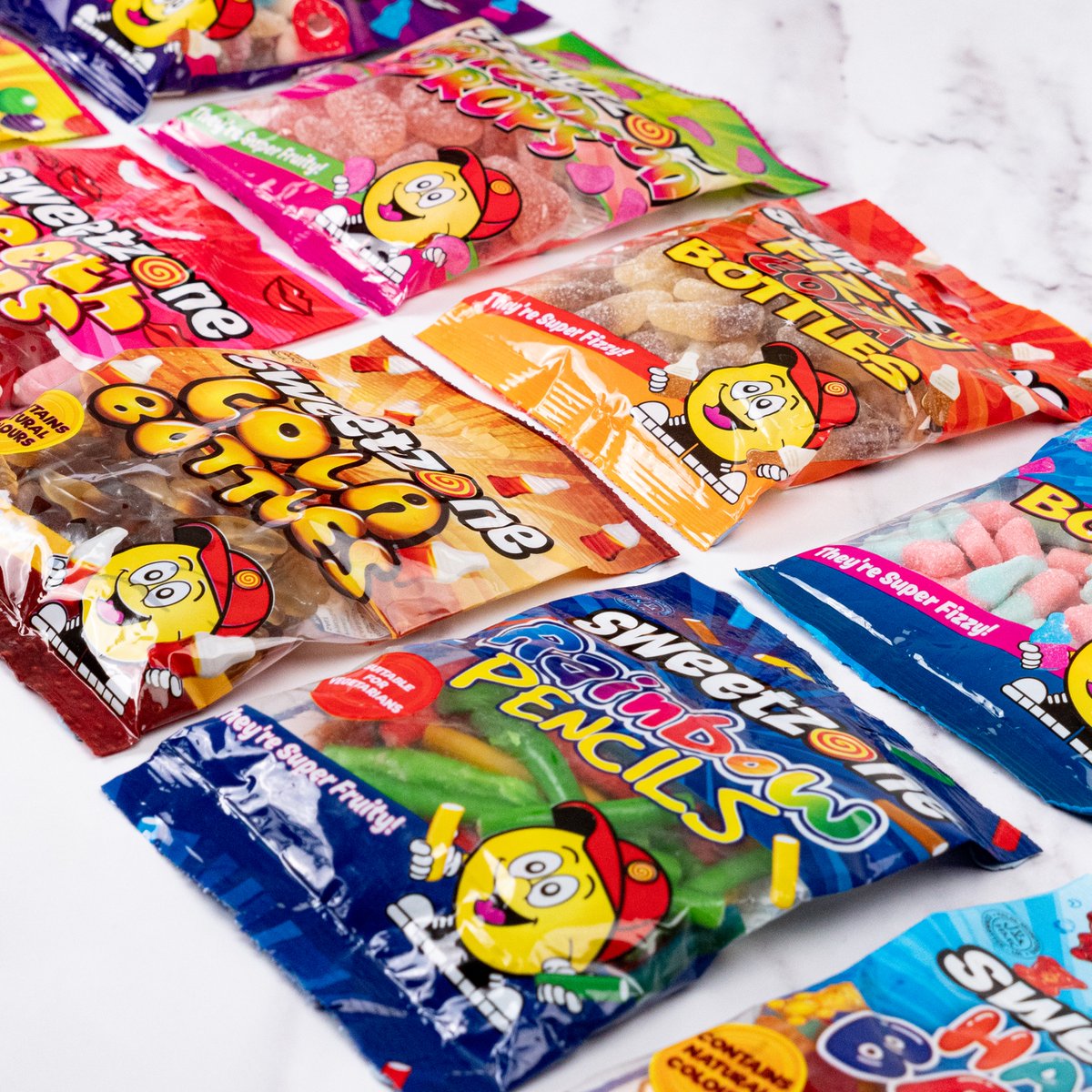 Sweetzone_UK's tweet photo. 90g bags! Comment your favourite below πβ¬
β
β#wholesalesweets #halalsweets #fridaytreat #sweetsfan #halalsweets #wholesale #sweetbusiness #sweetwholesalers #cherrysweets #soursweets #colabottles #gummybears https://t.co/VXY65XAPbE
