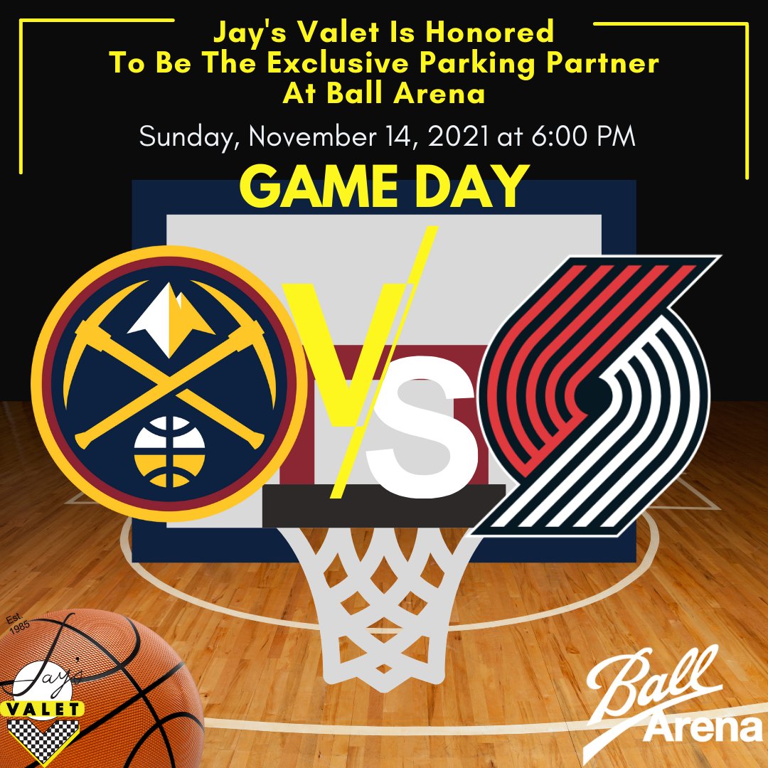 jaysvalet's tweet photo. The Denver @Nuggets take on the Portland Trail Blazers tonight at @BallArenaDenver. Game starts at 6:00 PM. Let's go Nuggets!⁠
⁠
#JaysValet #BallArena #DenverNuggets #BasketballSeason #MileHighBasketball #ValetServices #LuxuryTransportation https://t.co/j4iAQAV8Ju