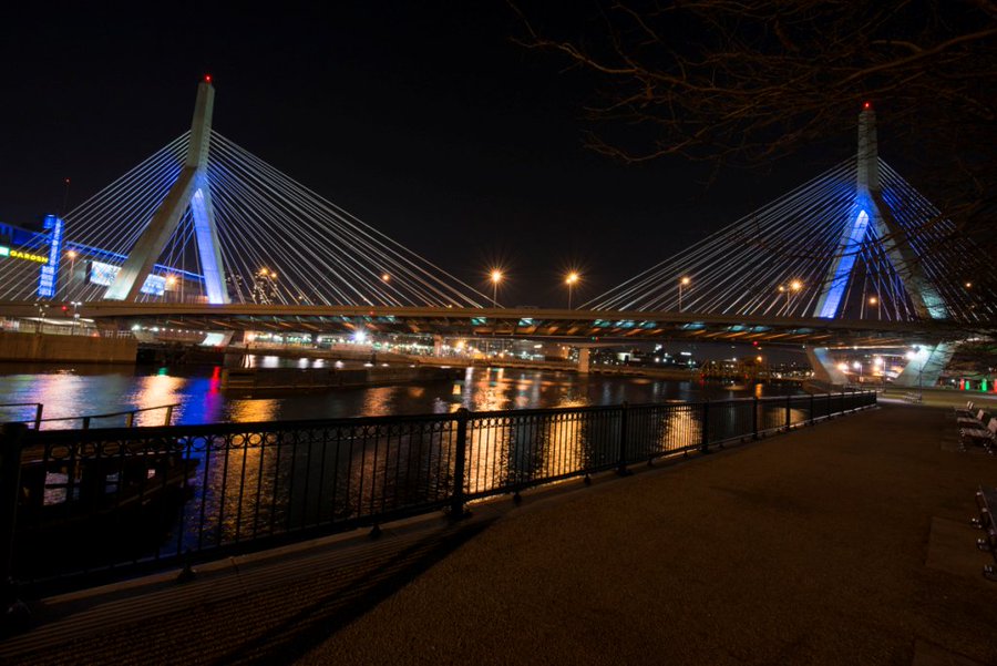 MassDOT's tweet photo. Tonight the #ZakimBridge #LongfellowBridge #ForeRiverBridge and #BurnsBridge will light up blue for Diabetes Awareness Month. @JDRFGNE https://t.co/ClnDlMhmqB