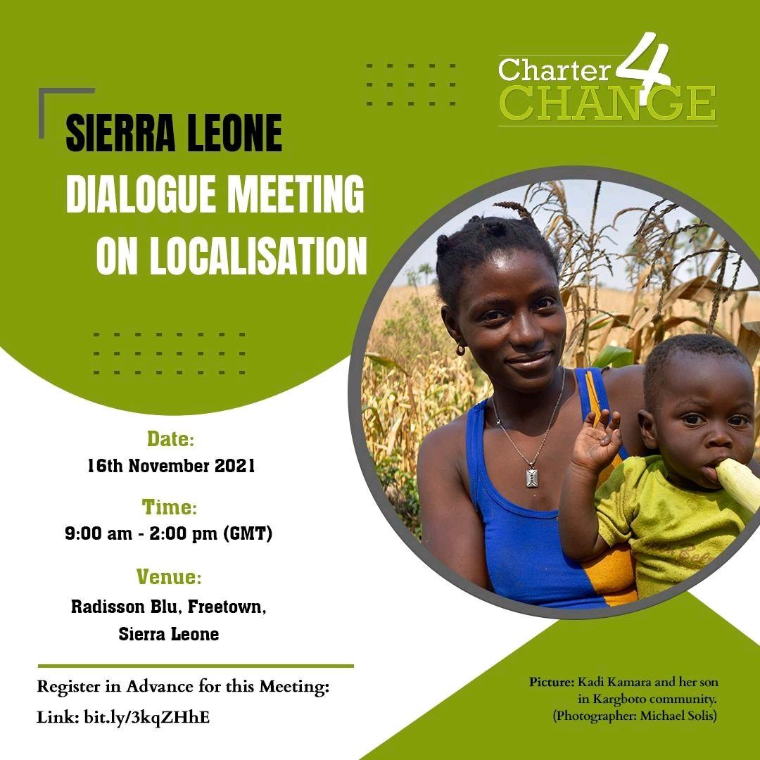 HindoArchie's tweet photo. Trócaire is co-hosting a Charter for Change localisation meeting in Sierra Leone on Tuesday 16th November, 9am to 2pm GMT.  To participate online, please click here to register: https://t.co/zPvy3bvTuv https://t.co/708dzaZ5Vo