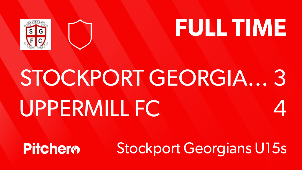 OfficialSGFC's tweet photo. FULL TIME: Stockport Georgians U15's 3 - 4 Uppermill FC Whites U15's
#STOUPP #Pitchero
https://t.co/2QtESvw7y7 https://t.co/WwMk8FVbXr