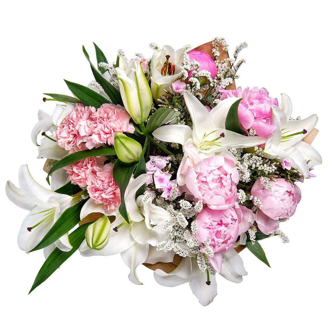 букет с лилиями и пионами. букет лилий пионы. букет лилии и пионы. пионы лилии розы букет. букет лилий пионы.