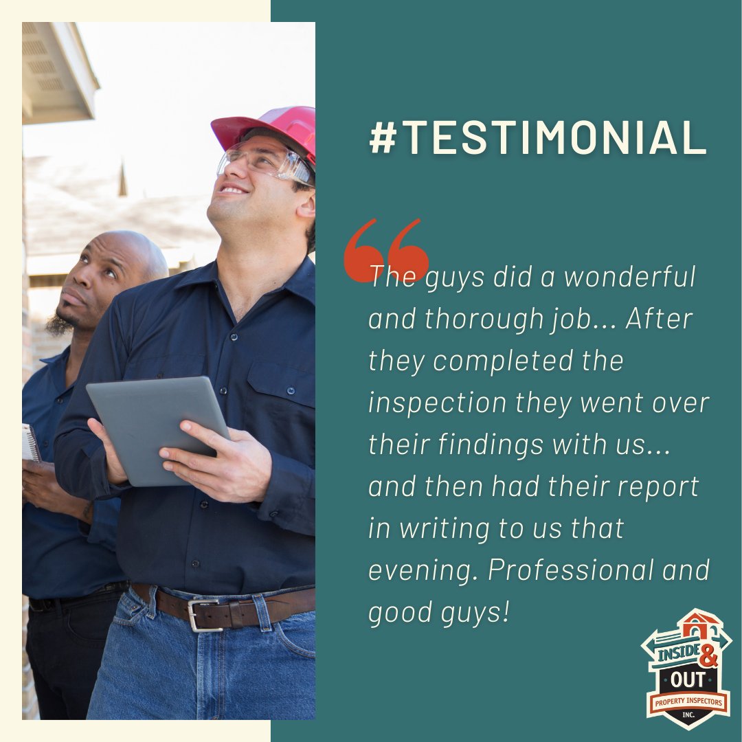 HomeInspectJax's tweet photo. What a wonderful thing to be able to hear back from our clients this way! We highly encourage everyone, if you're looking for an inspector, to read their reviews! Our reputation speaks for itself.
Give us a call: (904) 395-1900
https://t.co/i6O8eOE5qi
#InsideAndOut #HomeInspector https://t.co/zKcCviHw3B