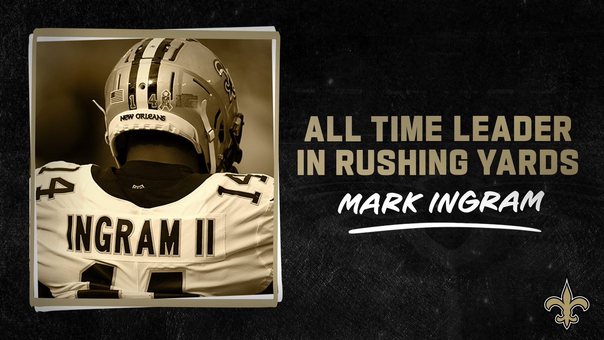 𝗡𝗲𝘄 𝗥𝗲𝗰𝗼𝗿𝗱: @MarkIngramII is the new #Saints career rushing yards leader! ⚜️