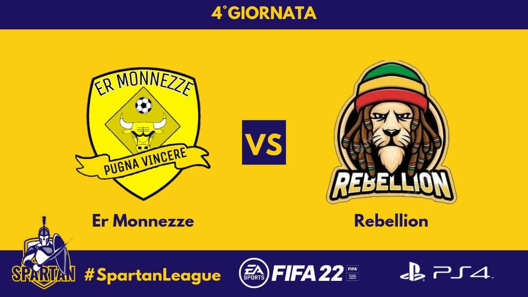 SpartanProClub's tweet photo. 4️⃣ GIORNATA 

Er Monnezze 
🆚️
Rebellion

#SpartanLeague #ProClub #FIFA22 https://t.co/ECCfUCoGUd