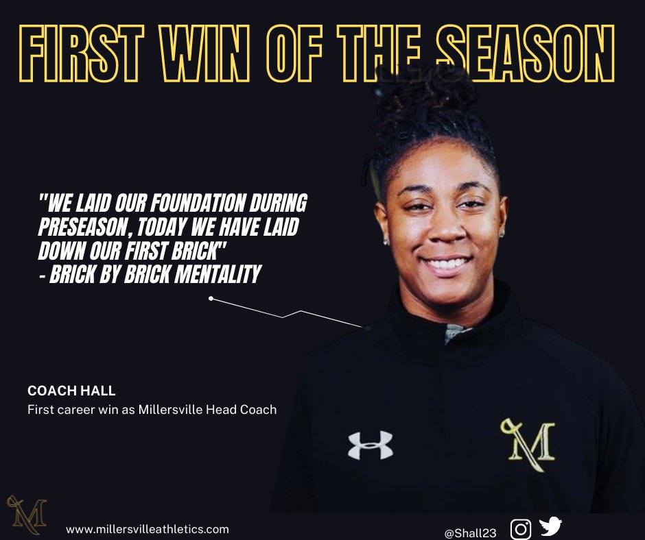 millersvillewbb's tweet photo. Congratulations to coach hall picking up her first career win as head coach at Millersville University! @SHall_23 https://t.co/TaTi3Y82in