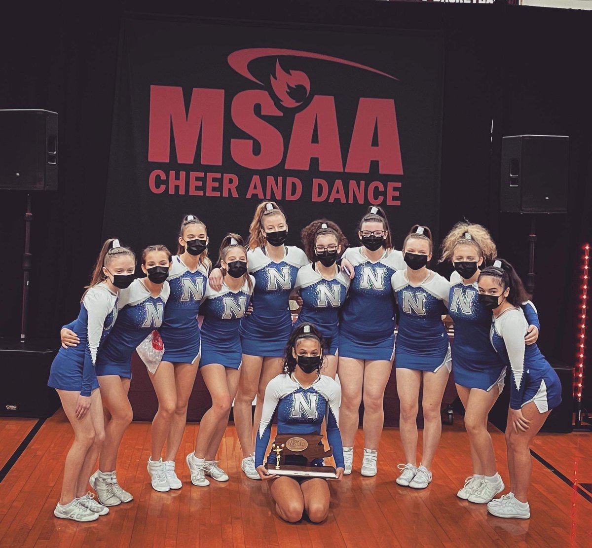 Gansett_Super's tweet photo. In case you were wondering what a Central Mass Champion Cheerleading Team looks like- You are welcome.   #itsagansettthing #gansettcheer #champs https://t.co/g6OAw46ray