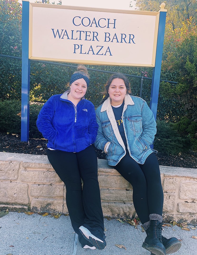 some sisters enjoying the last - and super cold- home football game 💙💛 wishing everyone a happy sunday 💛