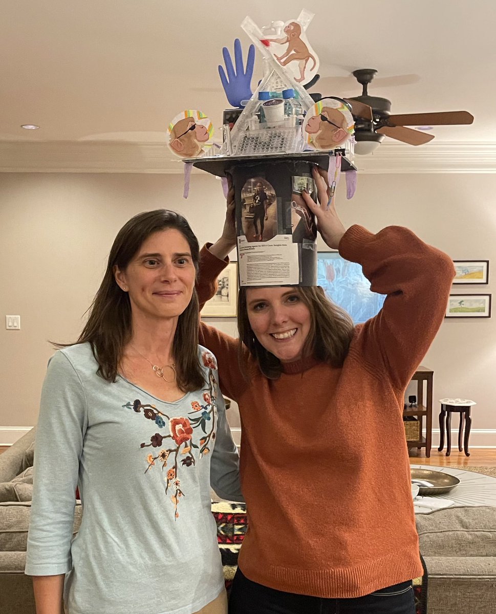 AnnChahroudi's tweet photo. So much fun celebrating Dr. Katherine Bricker’s PhD last night! Our German lab manager had the idea &amp; the group made an AMAZING doctoral hat representing the last 5 years in lab - now how to take it on the plane? Cheers, KMB!
@brick_km @UBennie @viddicent @MaudMAVIGNER @voperko https://t.co/4FaaASlmp3