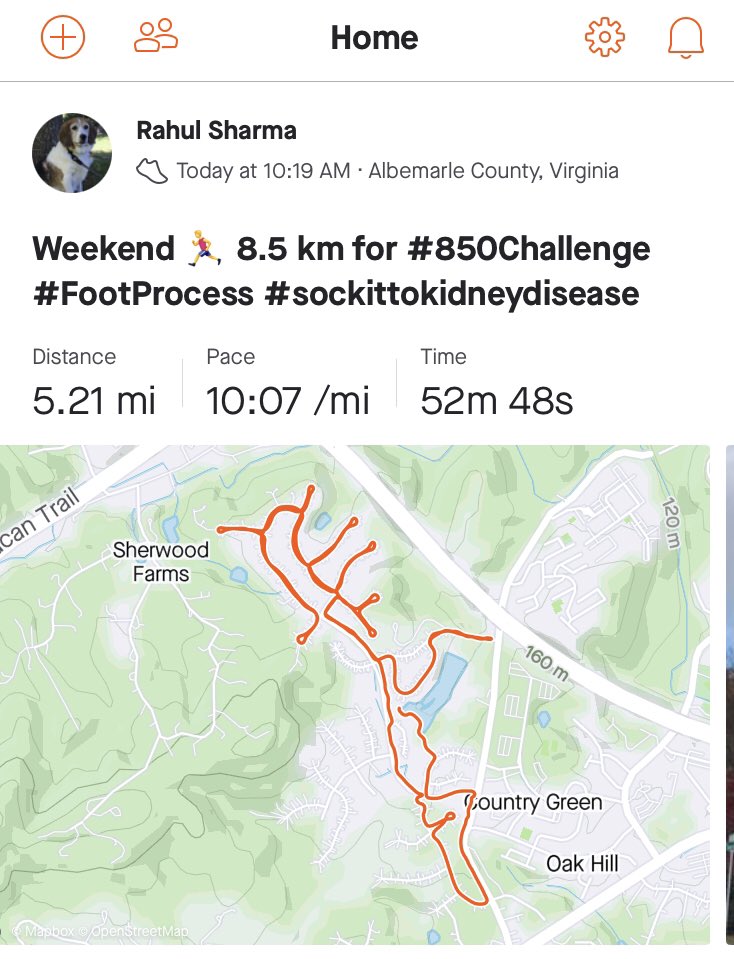 RahulSharma_USA's tweet photo. @HumphreysLab Adding 8.5 km run (7 miles overall) towards the awareness efforts #850challenge #FootProcess #united4kidney #sockittokidneydisease https://t.co/ylteuOcwhq