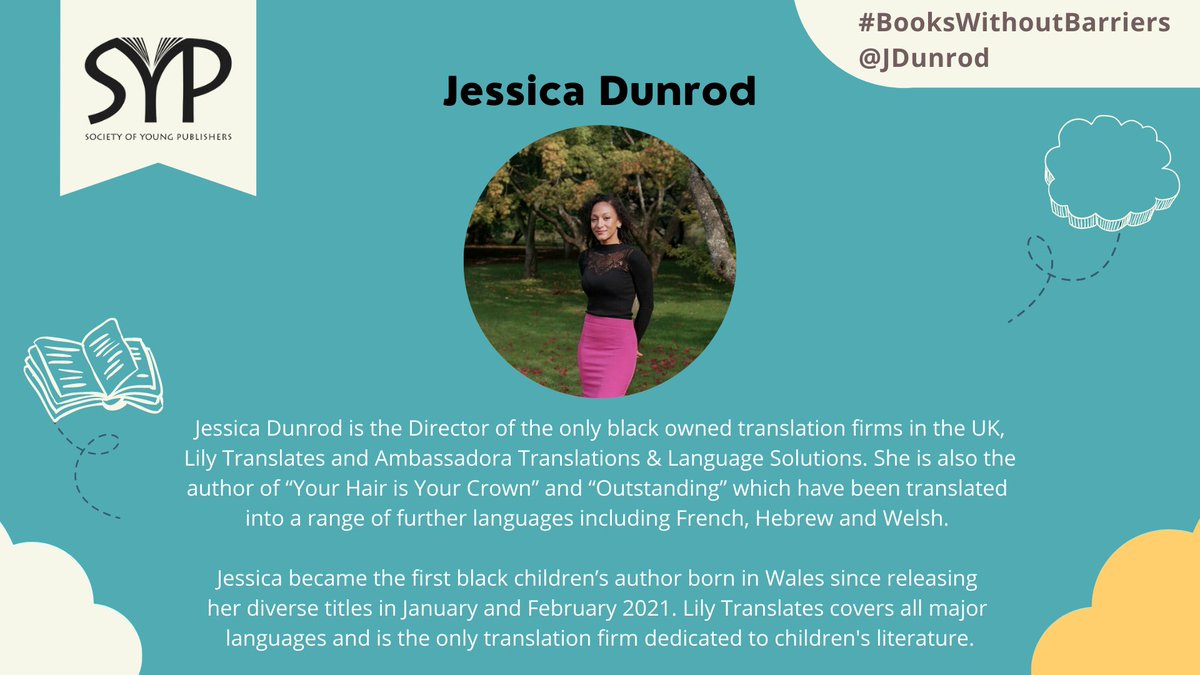 SYP_SouthWest's tweet photo. Our second speaker is the incredible @JDunrod! Jessica is the Director of black owned translation firm @TranslatesLily, covering all major languages. It is also the only translation firm dedicated to children's literature. #BooksWithoutBarriers https://t.co/is3V4kQuNm
