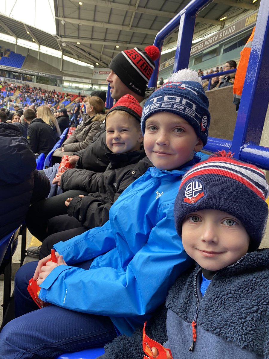 chrissywigs's tweet photo. Two lads watching their first ever Bolton match today and I was an unashamed fanboy! Well done @GethinJones8 @OfficialBWFC @Kevin__Davies 👏👏👏 @Tcp24 #bwfc https://t.co/syGuikEHOu