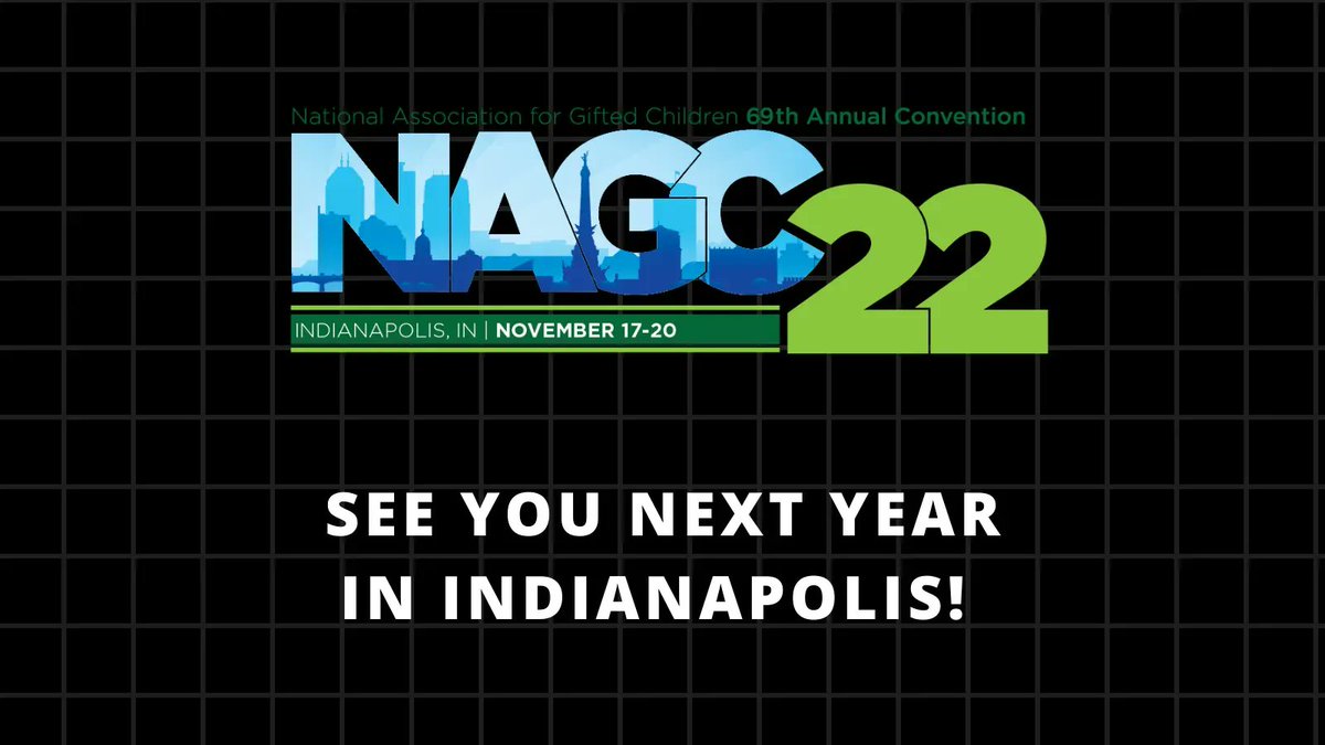 NAGCGIFTED's tweet photo. That's all from #NAGC21 in Denver! Thank you to all of our wonderful attendees, speakers, vendors, sponsors, and staff for making this event possible. We look forward to seeing everyone next year in Indianapolis for #NAGC22, November 17-20, 2022! https://t.co/PXy2VnLcS0
