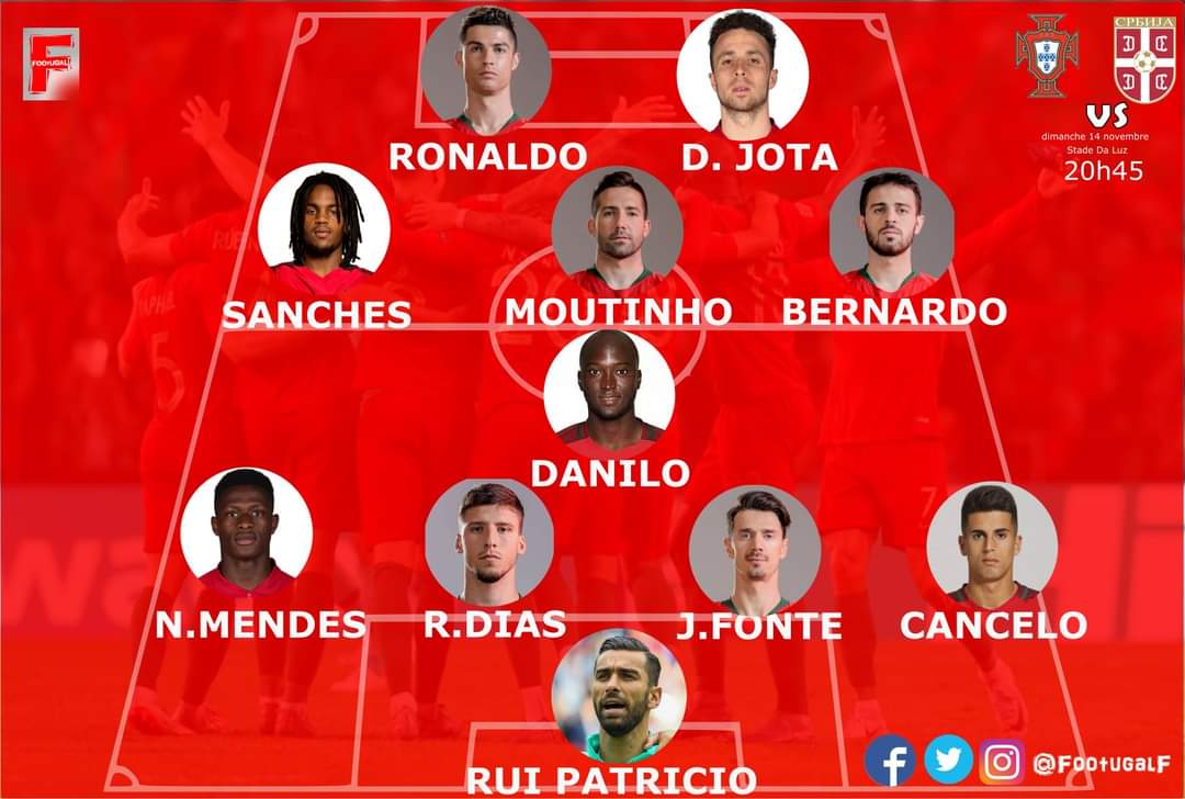 FootugalF's tweet photo. Voici la composition #Officielle du #Portugal pour le match décisif face à la #Serbie .

Alors pas trop déçu ?

#TeamPortugal #seleção #PORSER https://t.co/ST3iGqsOIS