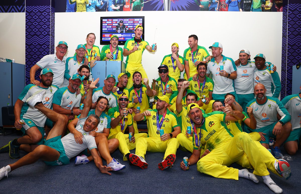 cricketcomau's tweet photo. Winners are grinners! 😁

#T20WorldCup https://t.co/4iVueHAg4a