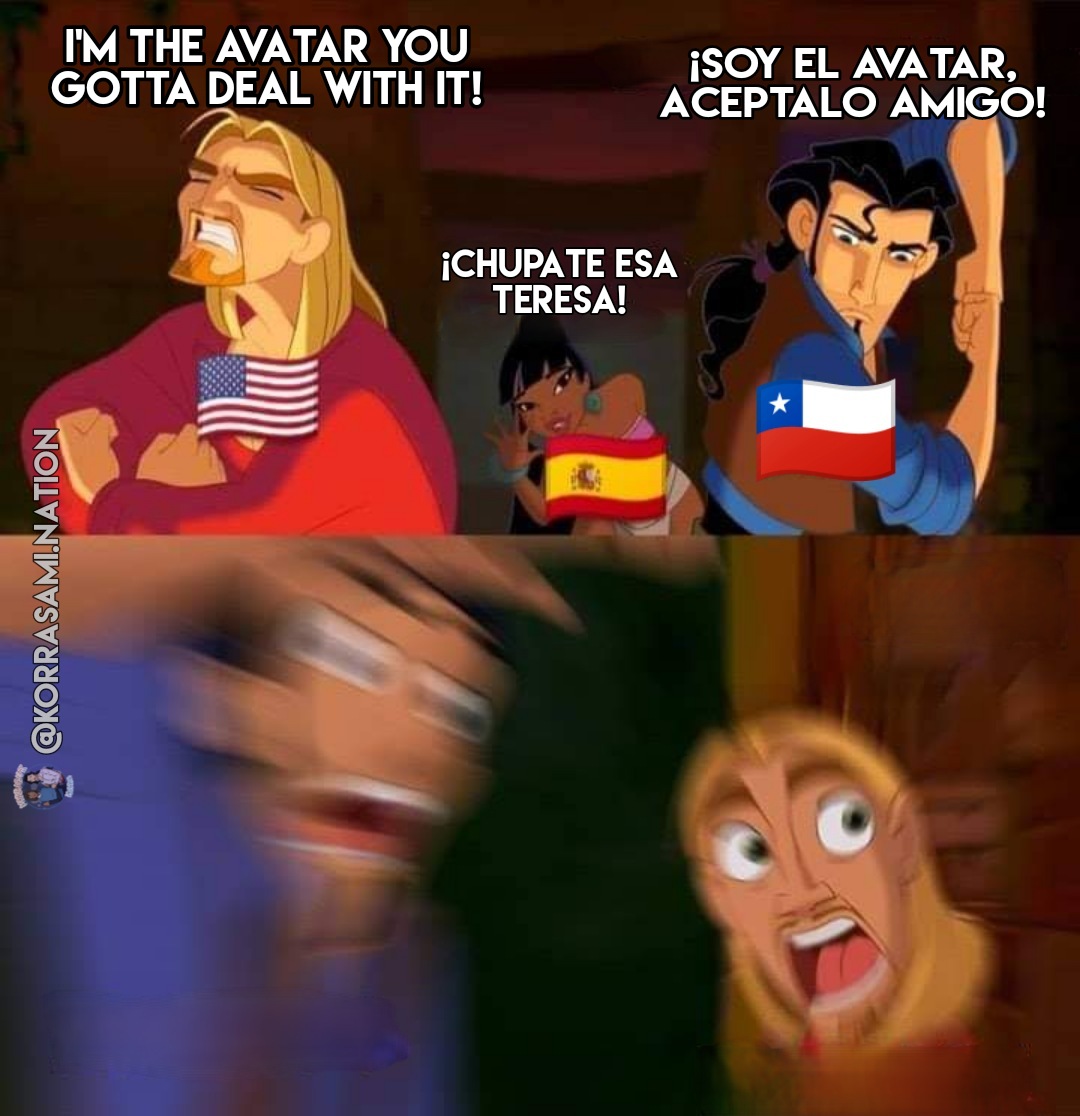 KorrasamiC's tweet photo. 😂🤣😂🤣😂🤣😂🤣 España queriendo llamar la atención xp

#korra #korrasami #doblajeespañol #thelegendofkorra https://t.co/1lrGCDUv23