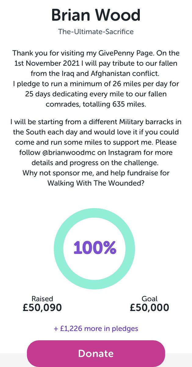 Brian Wood MC (@brianwoodmc) on Twitter photo I can’t believe I have raised £50,090 for <a href="/supportthewalk/">Walking With The Wounded 🎖️</a> 🏃♂️
Very proud. Thanks everyone for the support.
#theultimatesacrificechallenge I can’t believe I have raised £50,090 for <a href="/supportthewalk/">Walking With The Wounded 🎖️</a> 🏃♂️
Very proud. Thanks everyone for the support.
#theultimatesacrificechallenge