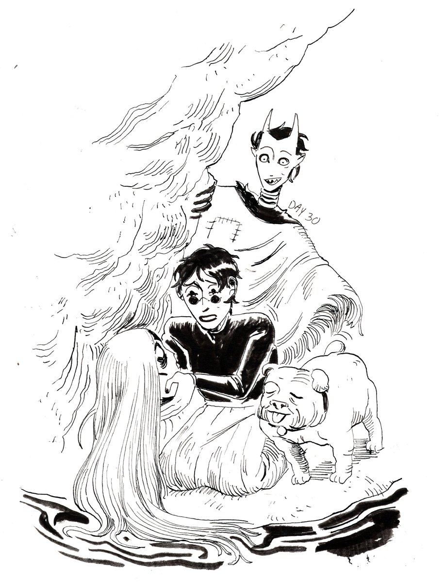 Day 30
The Knight opened her eyes to see the Witch and the Devil. They had been apparently searching for her body for days. The Knight has never seen the Witch look so relieved. 