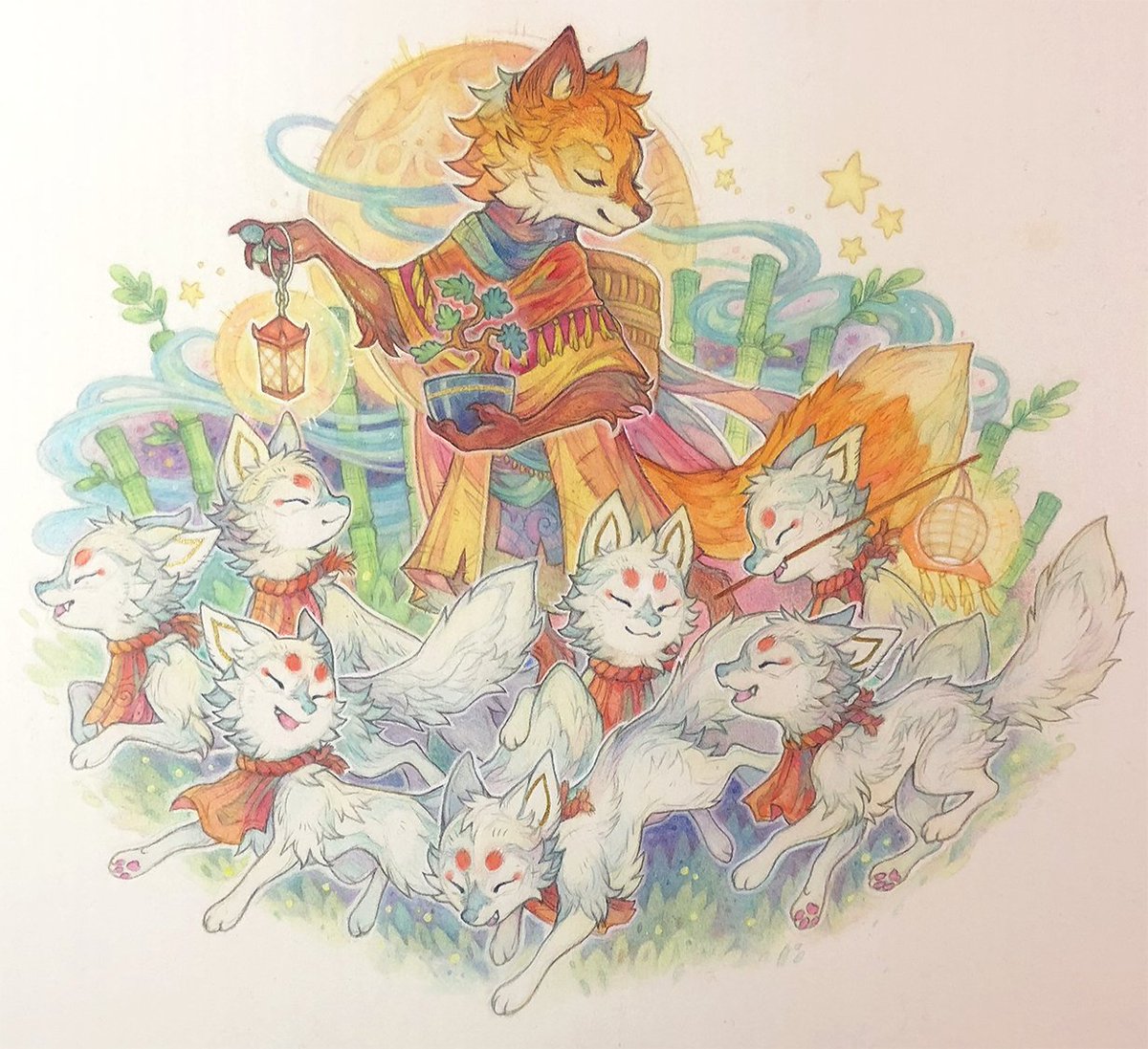 So hard to call paintings finished, knowing I can't go back and fix things once they're gone! This one's for vinniefoxy, thanks for giving me cute ideas to work with!