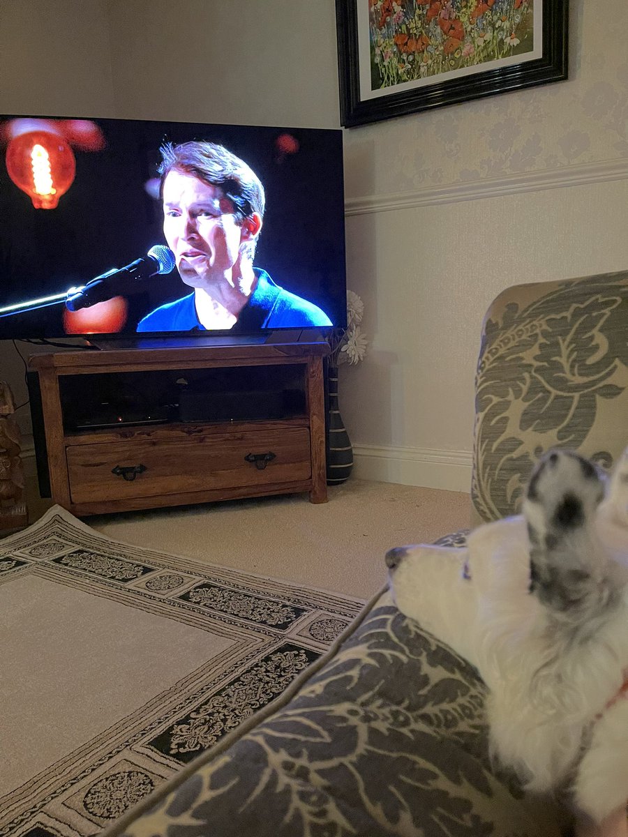 <a href="/bbcstrictly/">BBC Strictly ✨</a> <a href="/JamesBlunt/">James Blunt</a> My dog is enjoying watching #StrictlyComeDancing this evening and <a href="/JamesBlunt/">James Blunt</a> 🐶