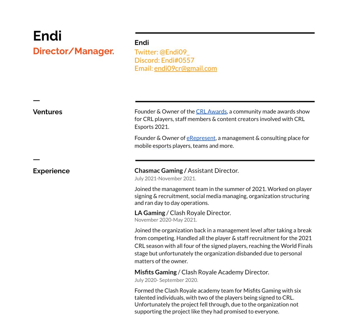 Endi09_'s tweet photo. Currently looking to explore more options as mainly a CR Director/Manager for the 2022 season, but I'm also open to working in other positions which an organization may need. If you're interested, you can contact me here or on discord/email. 

Any support ❤/🔄 is appreciated! https://t.co/lwvboDOBph