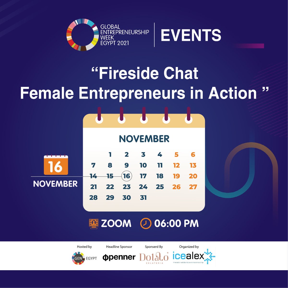 For all innovative female entrepreneurs, stay tuned for the “Female Entrepreneurs in Action” event, organized by IceAlex, Tuesday, at 6 pm on Zoom! To attend, register here: bit.ly/3F2KxXX
Know more about the event here: bit.ly/3DgjHez 
#GEW2021 #GEWEgypt