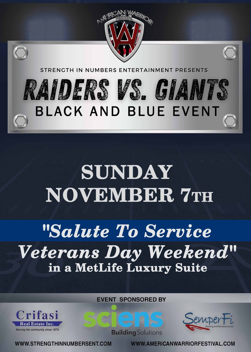 AW_Fest's tweet photo. American Warrior Salute To Service weekend at MetLife Stadium! Veterans Day Weekend. https://t.co/P77ILLEj3A