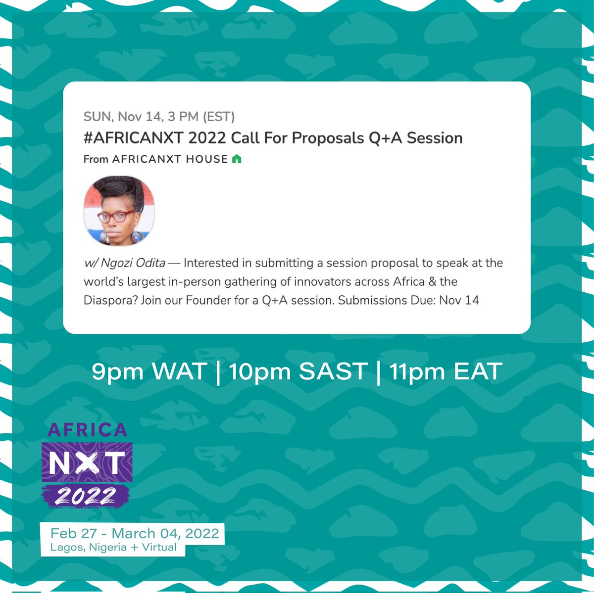 africa_nxt's tweet photo. We are LIVE! Join us NOW on #Clubhouse for last-minute Q+As to submit your proposals.

Tapin https://t.co/MO5YFCdc85

#africanxt #africa #black #diaspora #conference #nxt10years #callforproposals #callforapplications #technology #innovations #collaborate #event #technology https://t.co/FT4xGi9bY7