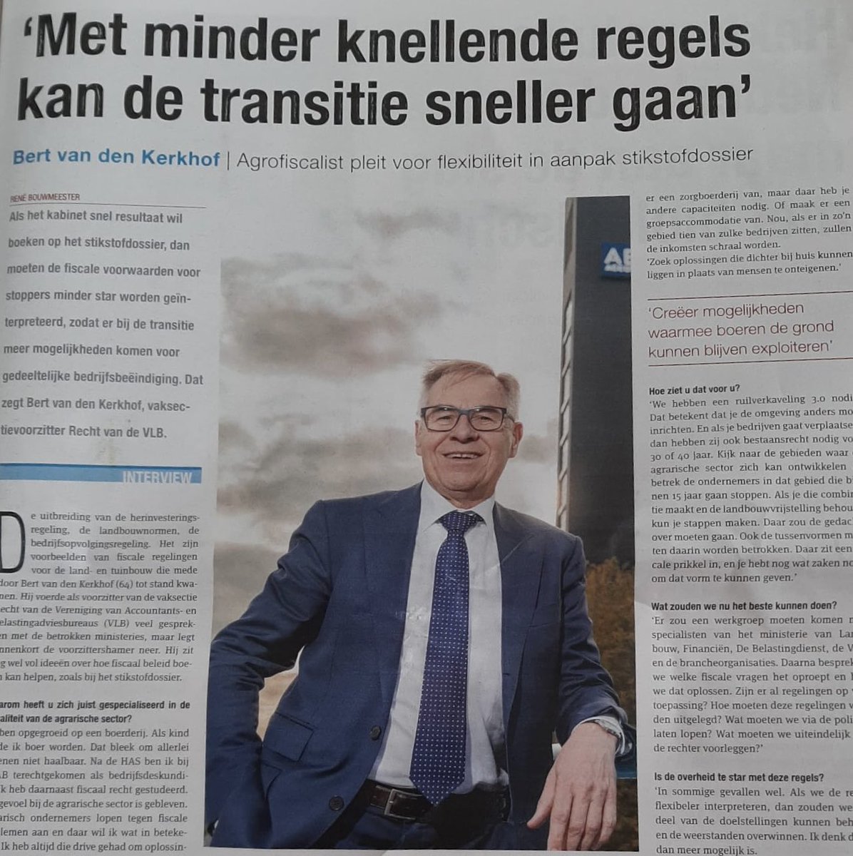 VLBagro's tweet photo. ‘Als het kabinet snel resultaat wil boeken op het #stikstofdossier, dan moeten fiscale voorwaarden voor #stoppers minder star worden uitgelegd….’
Interview in ⁦@nieuweoogstnl⁩  met Bert van den Kerkhof. https://t.co/gsd6fZ7Da1