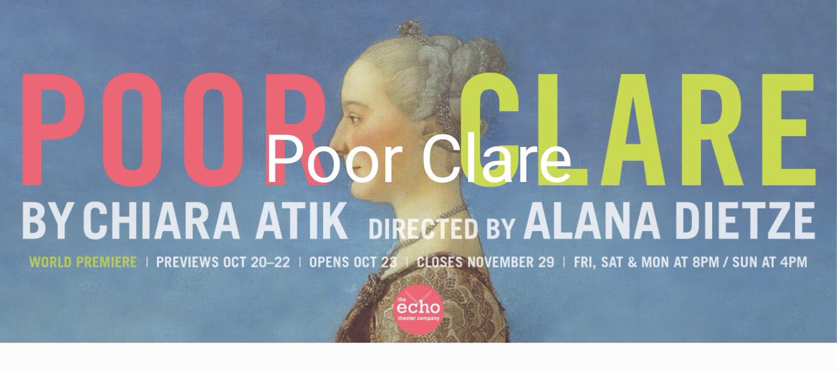 delacrud's tweet photo. “Poor Clare” is the most fun I’ve had while being asked to consider hating my life since imagining what therapy would be like in my 20s. #latheater https://t.co/gaBesdHOCz