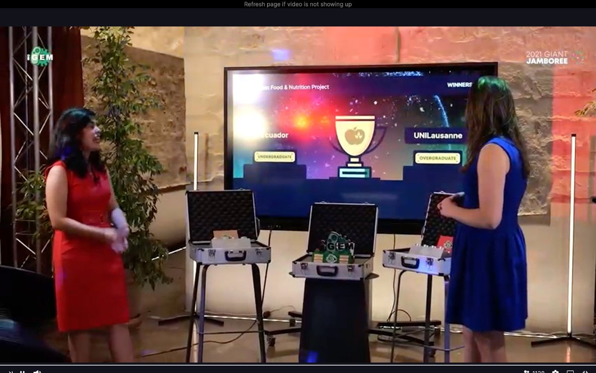 Congratulations to the UNIL iGEM team <a href="/IgemUnil/">iGEM_UNIL_2025</a>  <a href="/DMF_UNIL/">DMF UNIL</a>  <a href="/ecolebiolunil/">École de biologie (inactif)</a> <a href="/FBM_UNIL/">Faculté de biologie et de médecine (inactif)</a>  <a href="/unil/">Université de Lausanne</a>  who won
- a Gold medal 🏅
- the track award for the best Food and Nutrition project🏆
-4 additional prize nominations 👏👏👏👏
- and were in the top 10 overgrad teams🎉🤩
#iGEM2021