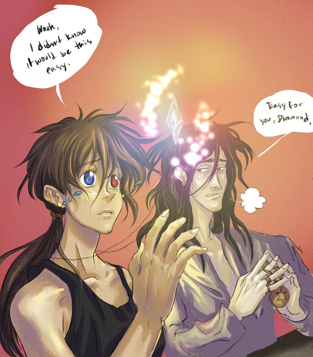 cielokrase's tweet image. Diamand and Surrender practicing magic. 🤗 can’t be helped that Diamand is a magical creature so channeling her energy is pretty easy. Surrender is human and had to study rigorously as a child to be as skilled as he is. #ocs #originalcharacters #magicusers #procreateart #cuteocs
