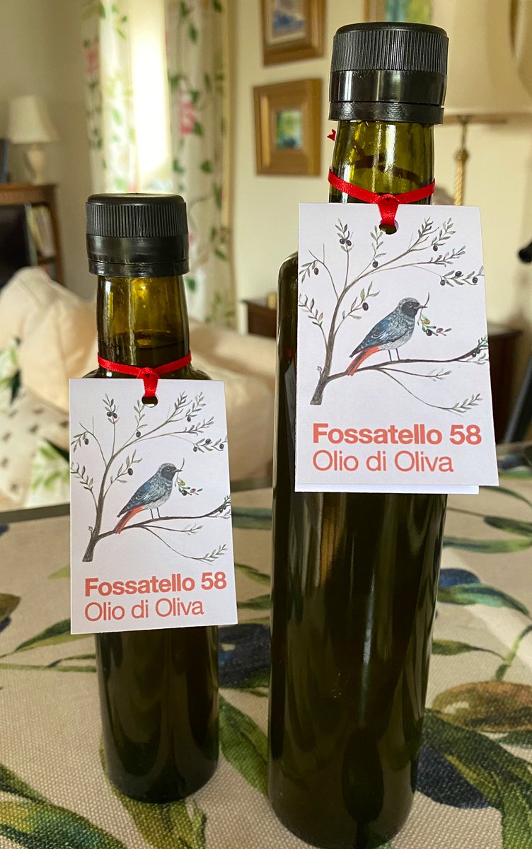 This year’s olive oil! Very precious! With label beautifully created by @EWCreative from original artwork by Lou Simmonds painted on our terrace! #oliveoil #olives #Umbria #