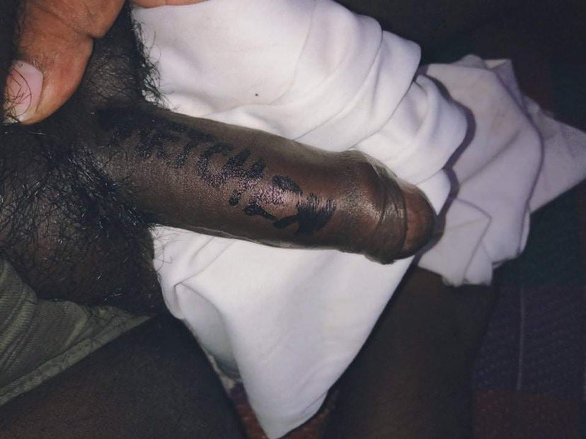 theGretch2's tweet photo. My slave nigger wrote my name, Gretchen, on his Mandingo 🤍
Feel free to write my name on your piece &amp; send it. https://t.co/A0b1qSlMOl
