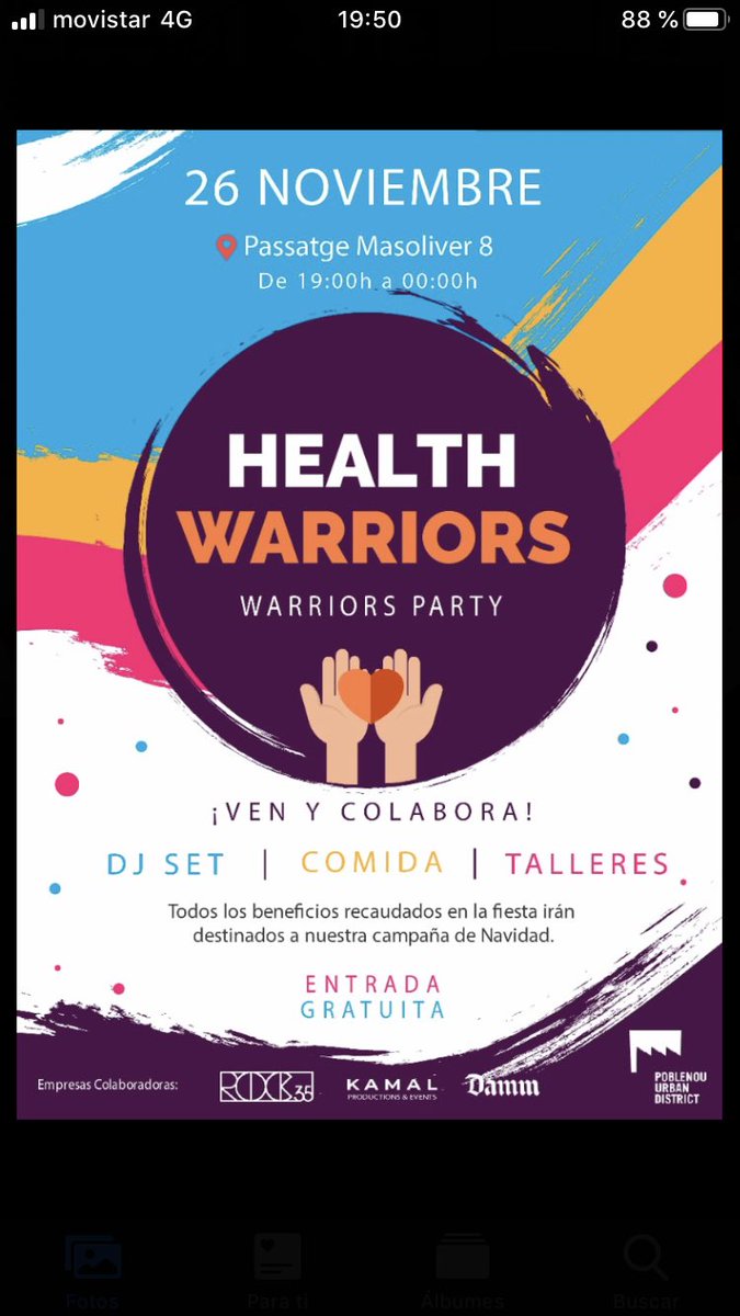 _HealthWarriors's tweet image. Save the date🔥

La WARRIORS PARTY es una realidad!

El próximo viernes 26 de Noviembre en nuestra sede social, el Roc35, celebramos la primera fiesta solidaria de nuestra pequeña historia 🎉